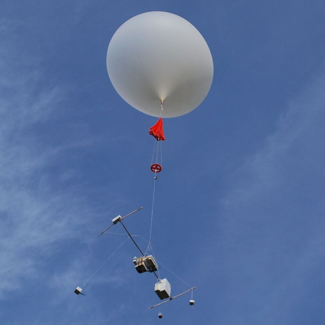GRUAN radiosonde (weather balloon) gathering data as it rises through the atmosphere