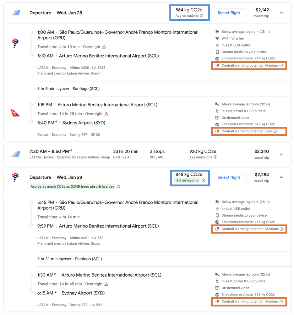 Multi-leg flight example